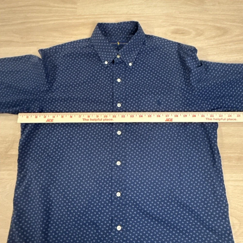 Polo Ralph Lauren Men's Large Long Sleeve Button Down Dress Shirt Blue Pony